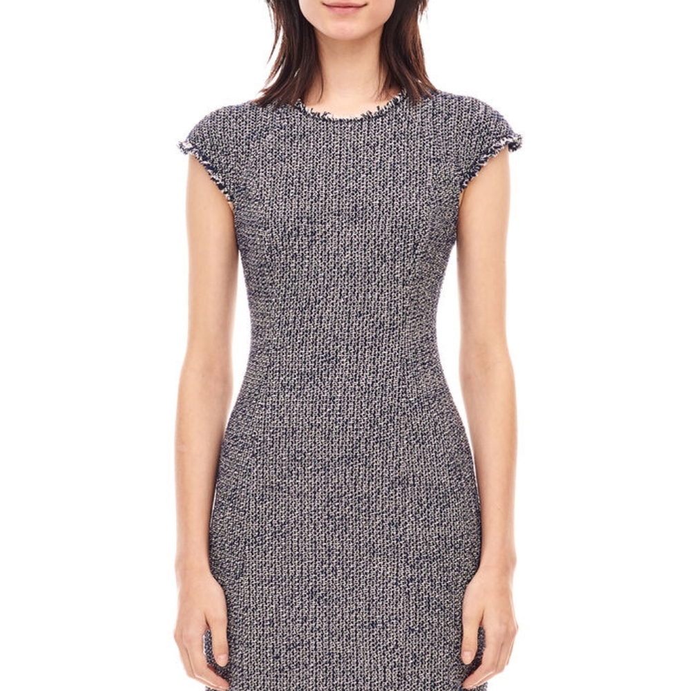 Rebecca Taylor Navy Confetti Tweed Dress in 0